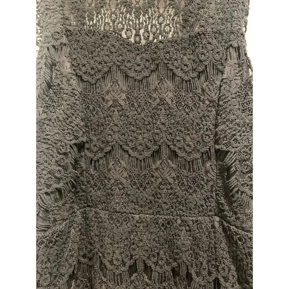 Free People Intimately Black Crochet Open Back Bodycon Midi Dress Size Large - Picture 6 of 9